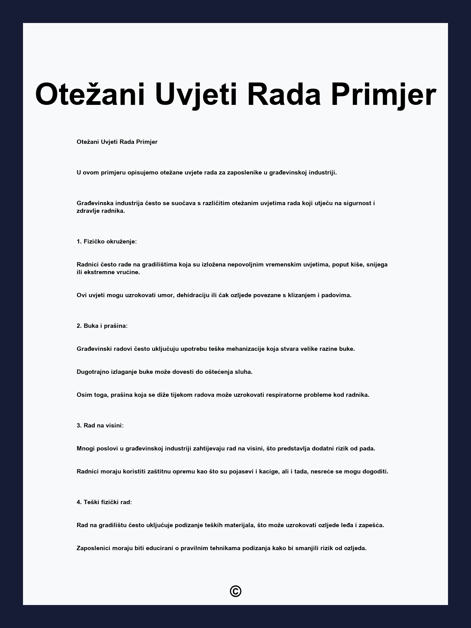 Otežani Uvjeti Rada Primjer