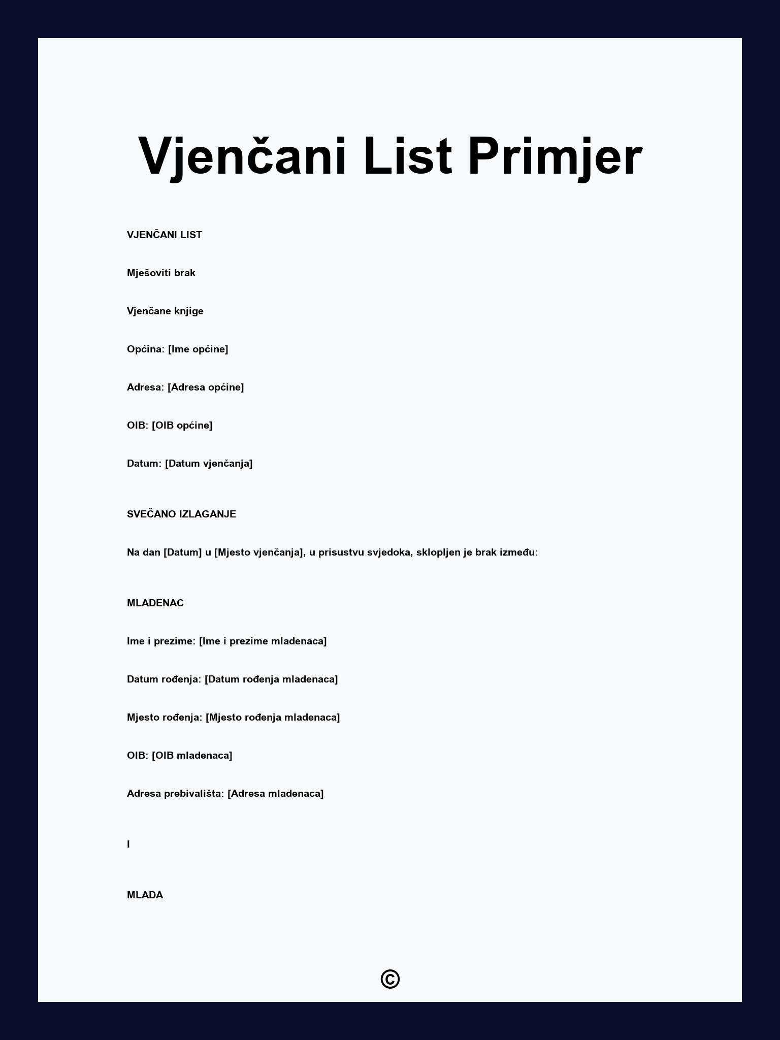 Vjenčani List Primjer